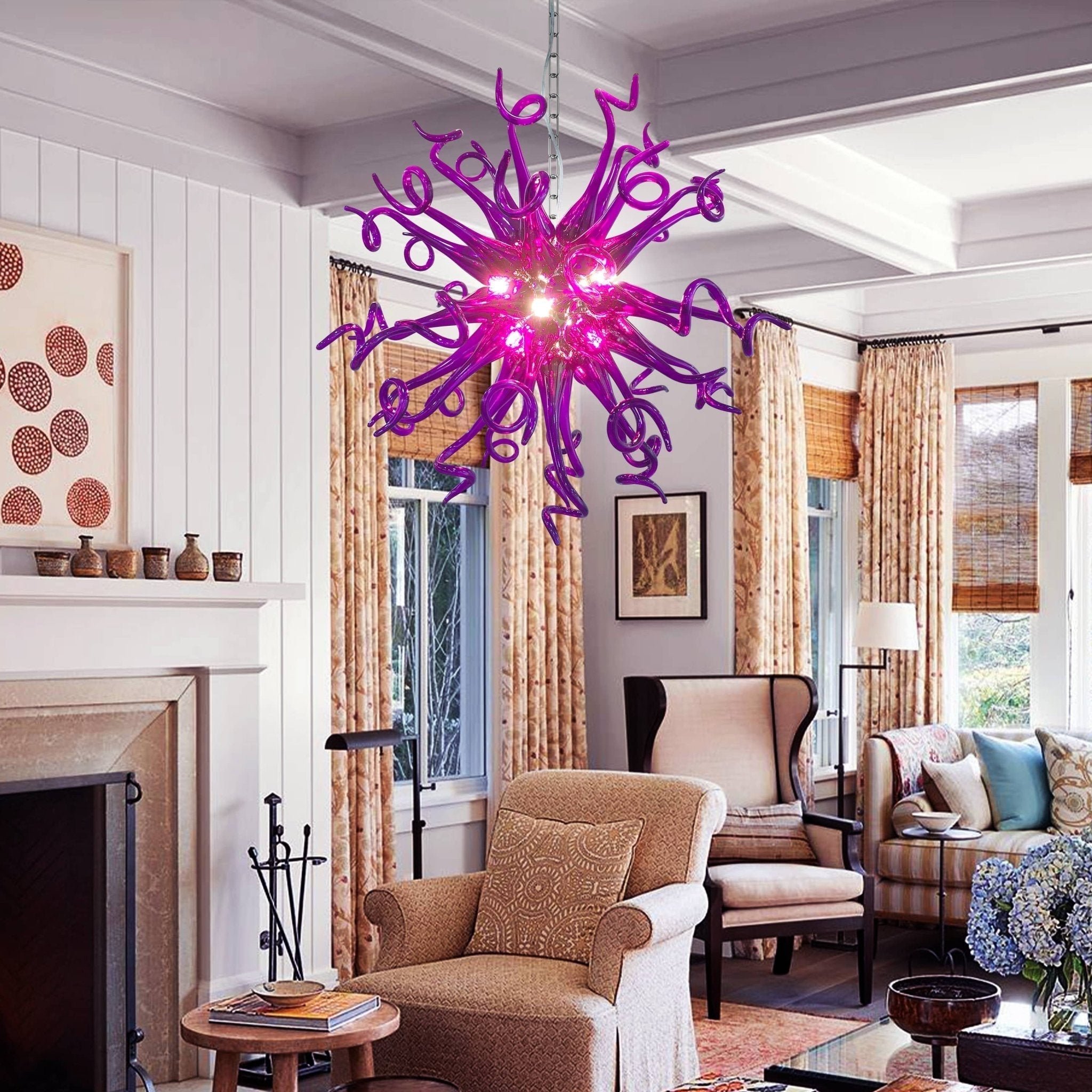 Modern Sputnik Purple Blown Glass Chandelier | Abstract Hand-Blown Art Light Zweitbild