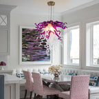 Modern Style Blown Glass Chandelier Amethyst & Pearl - BeyPan