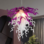 Modern Style Blown Glass Chandelier Amethyst & Pearl - BeyPan