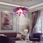 Modern Style Blown Glass Chandelier Amethyst & Pearl - BeyPan