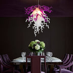 Modern Style Blown Glass Chandelier Amethyst & Pearl - BeyPan