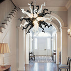 Modern Style Blown Glass Chandelier Black & White Burst - BeyPan