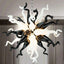 Modern Style Blown Glass Chandelier Black & White Burst - BeyPan