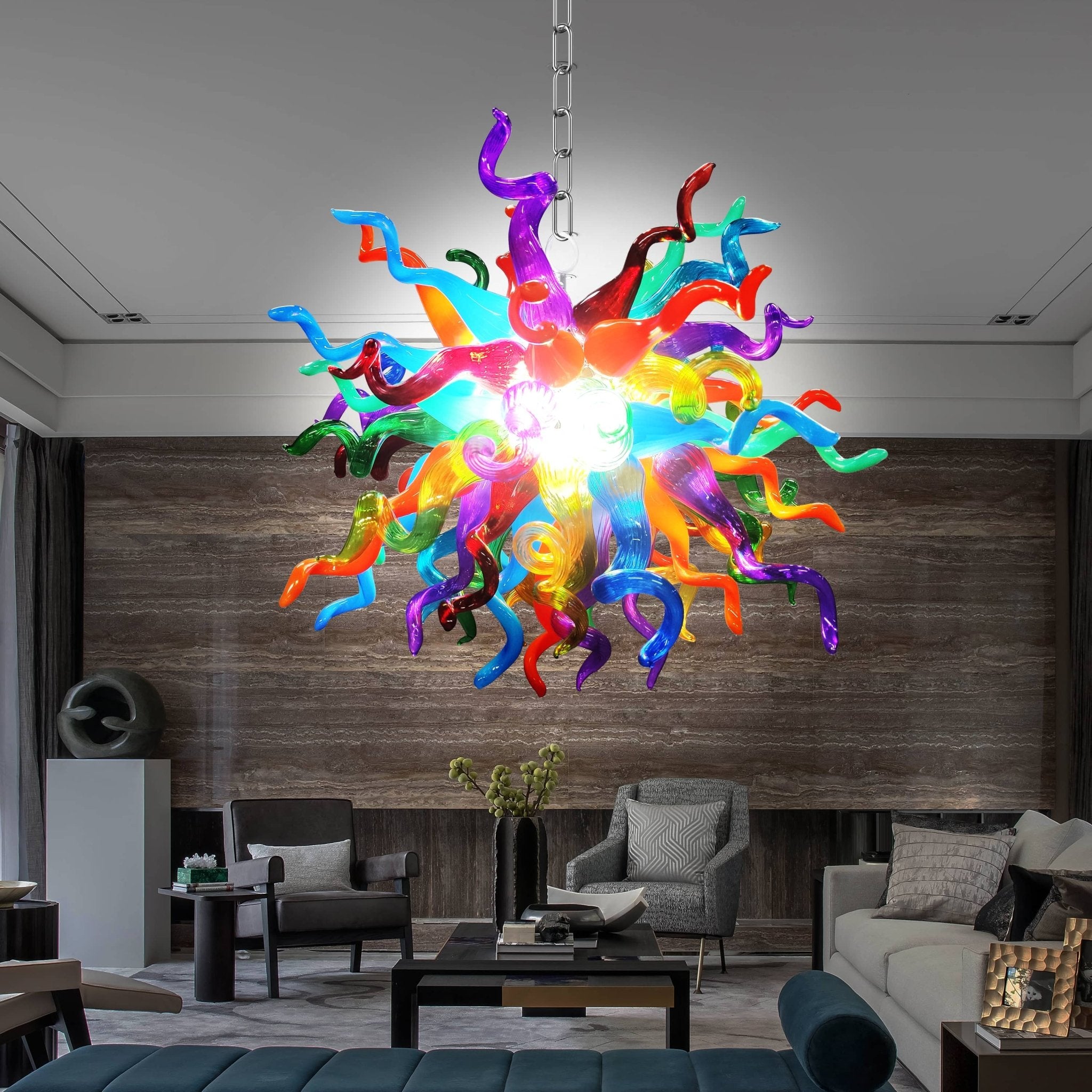 Modern Style Blown Glass Chandelier Carnival Spectrum - BeyPan
