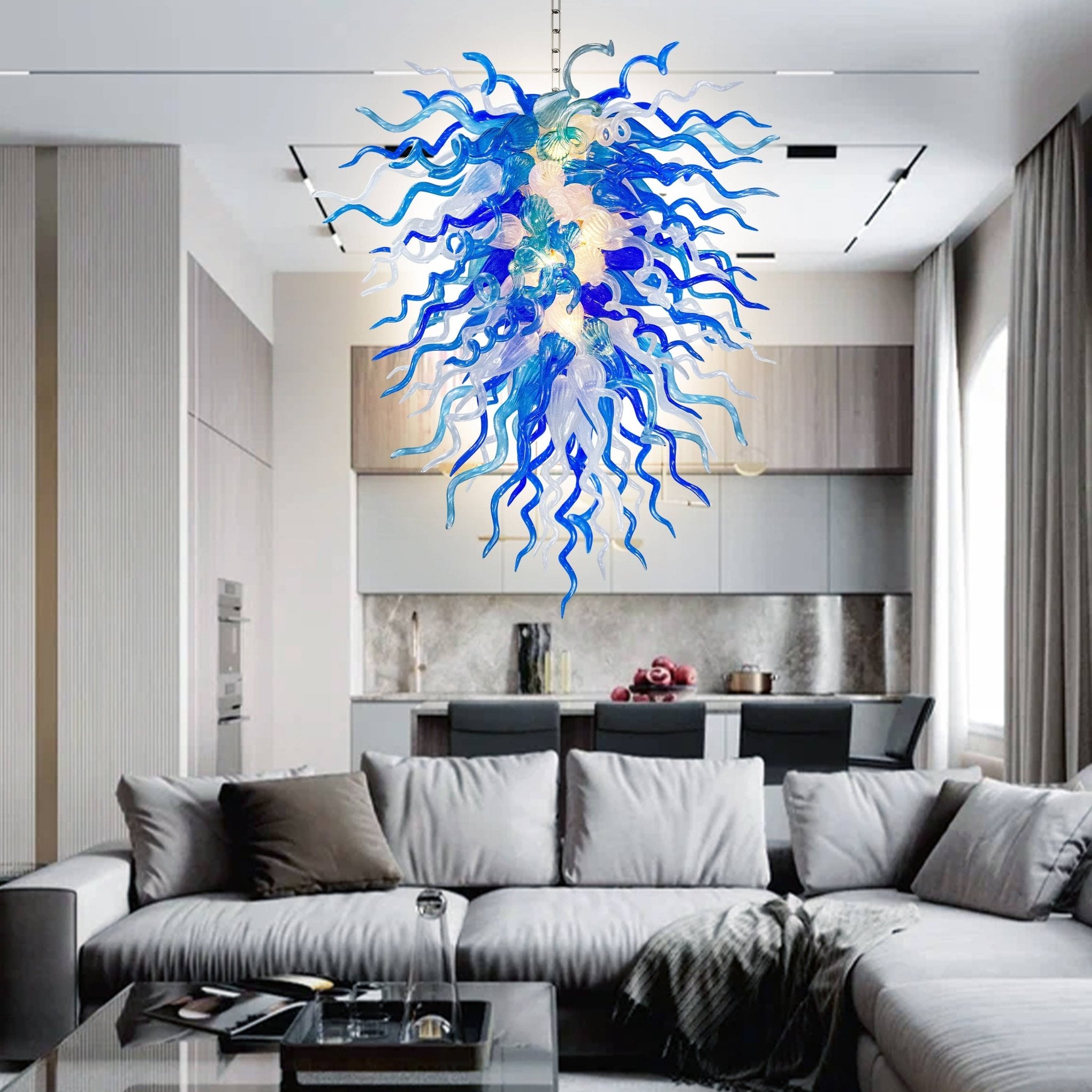 Modern Style Blown Glass Chandelier Crystal Wave - BeyPan