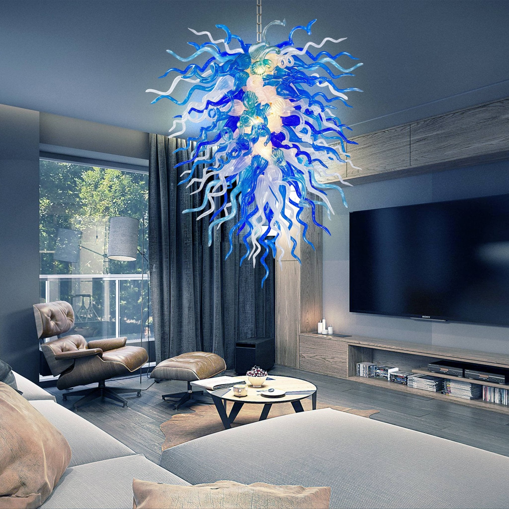 Modern Style Blown Glass Chandelier Crystal Wave - BeyPan