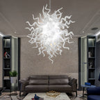Modern Style Blown Glass Chandelier Frosted Opal White Elegance - BeyPan