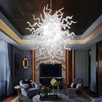 Modern Style Blown Glass Chandelier Frosted Opal White Elegance - BeyPan