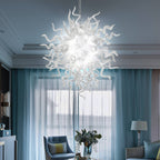 Modern Style Blown Glass Chandelier Frosted Opal White Elegance - BeyPan