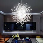 Modern Style Blown Glass Chandelier Frosted Opal White Elegance - BeyPan