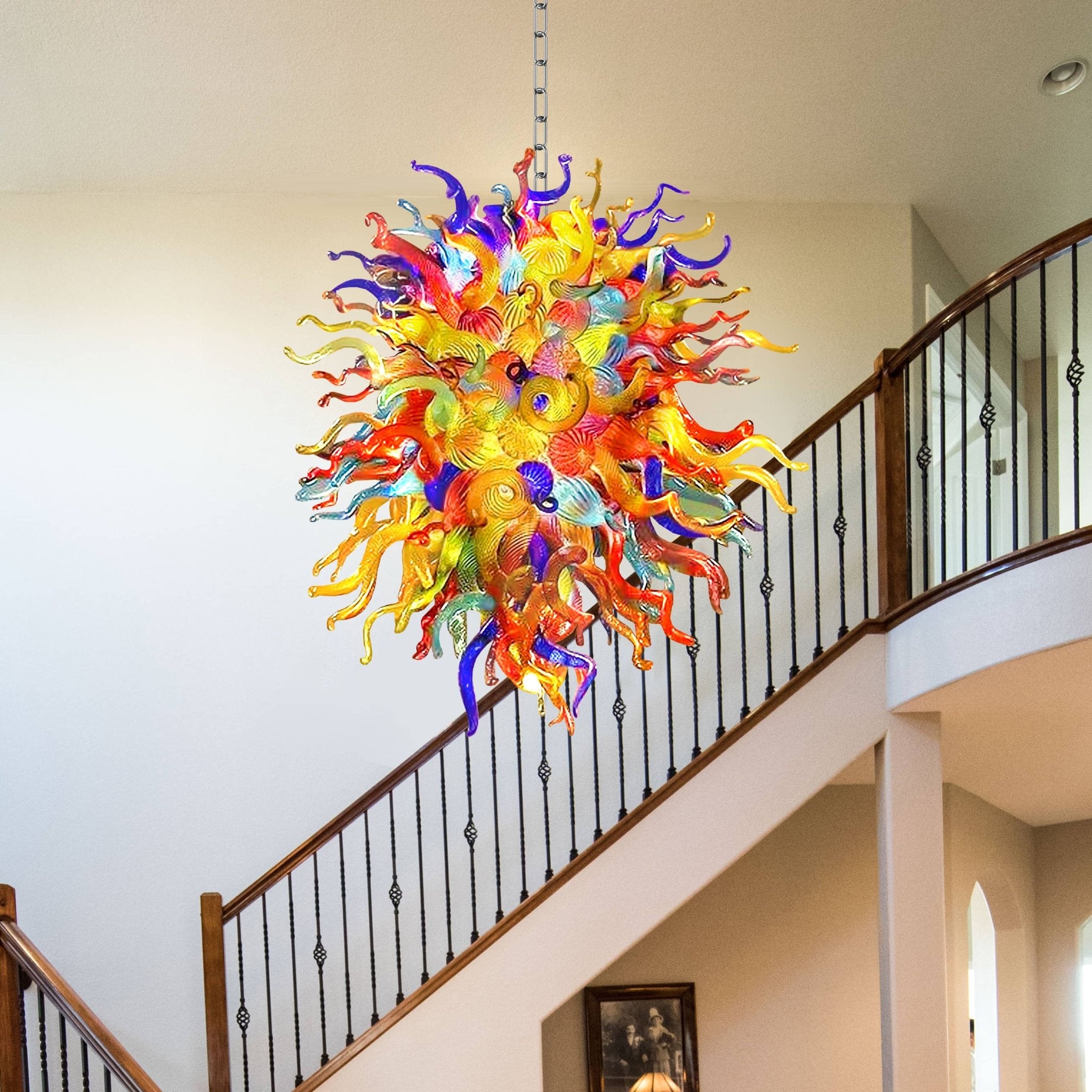 Modern Style Blown Glass Chandelier – Vibrant Carnival Burst - BeyPan
