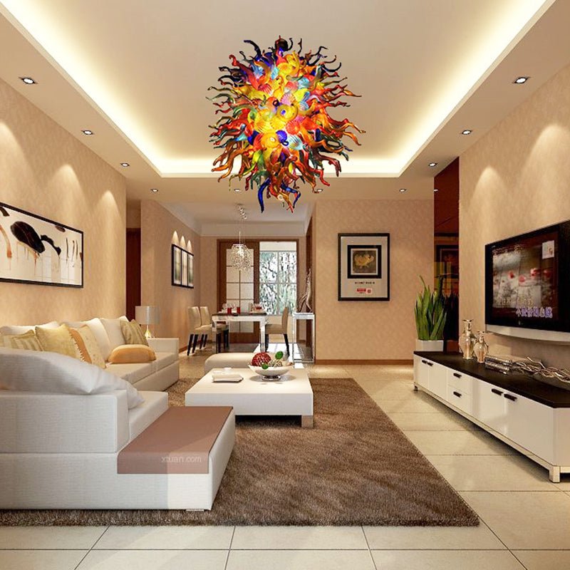 Modern Style Blown Glass Chandelier – Vibrant Carnival Burst - BeyPan