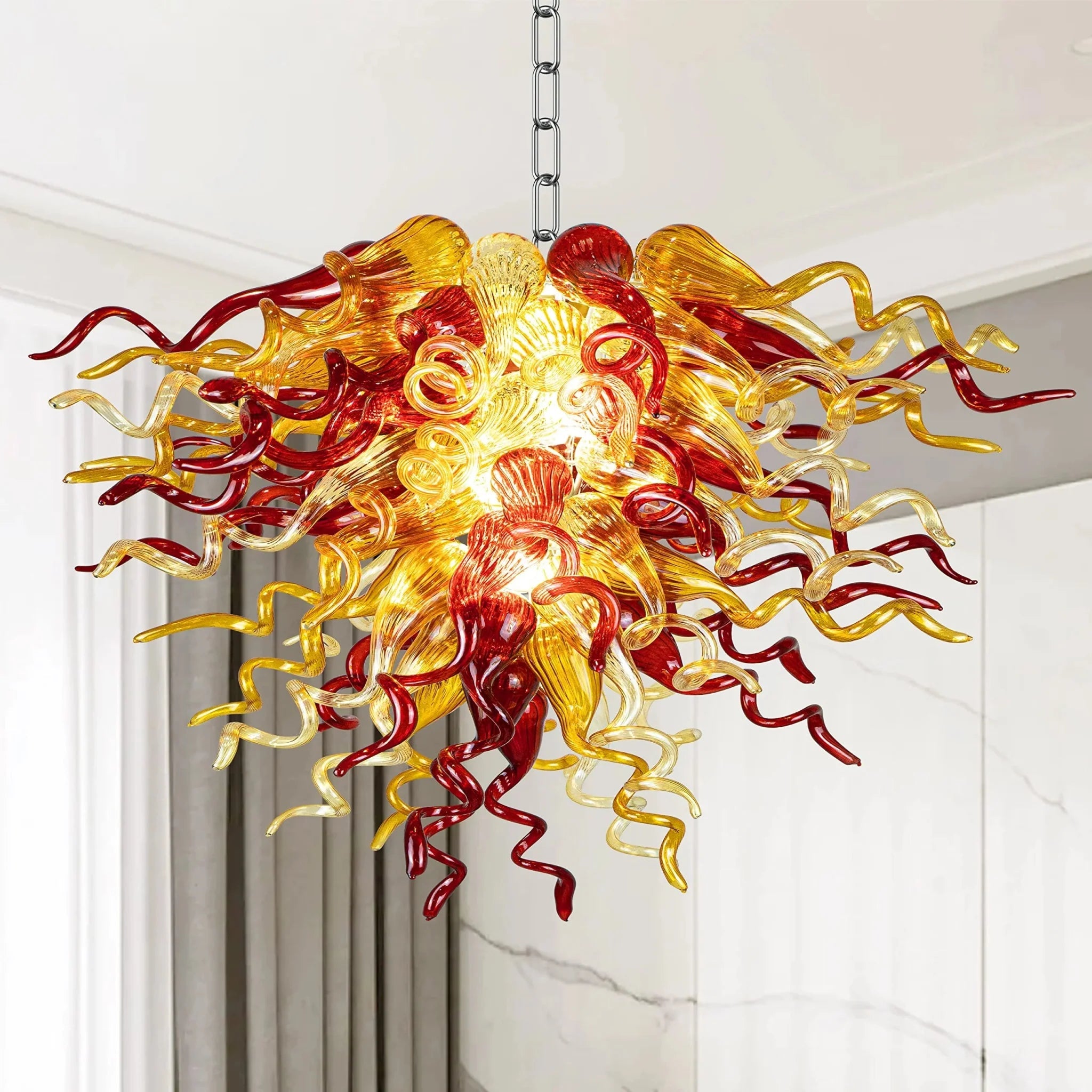 Modern Style Blown Glass Chandelier Wine & Gold - BeyPan Hauptbild