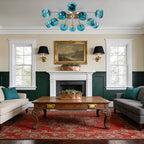 Modern Teal Glass Bubble Globe Semi-Flush Mount Ceiling Light Fixture - BeyPan
