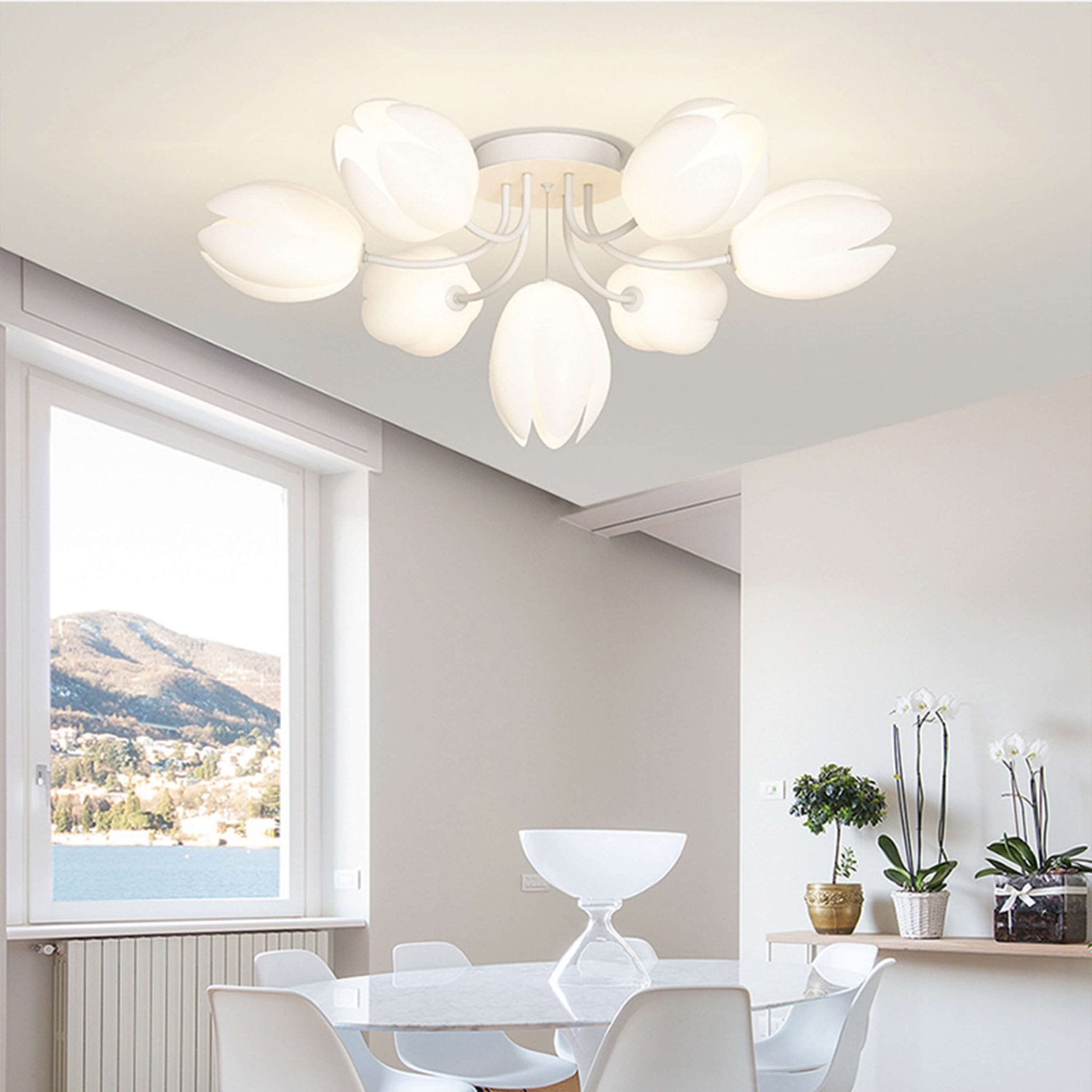 Modern Tulip 7 Lights Chandelier In White Color - BeyPan Main image