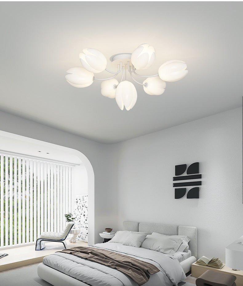 Modern Tulip 7 Lights Chandelier In White Color - BeyPan