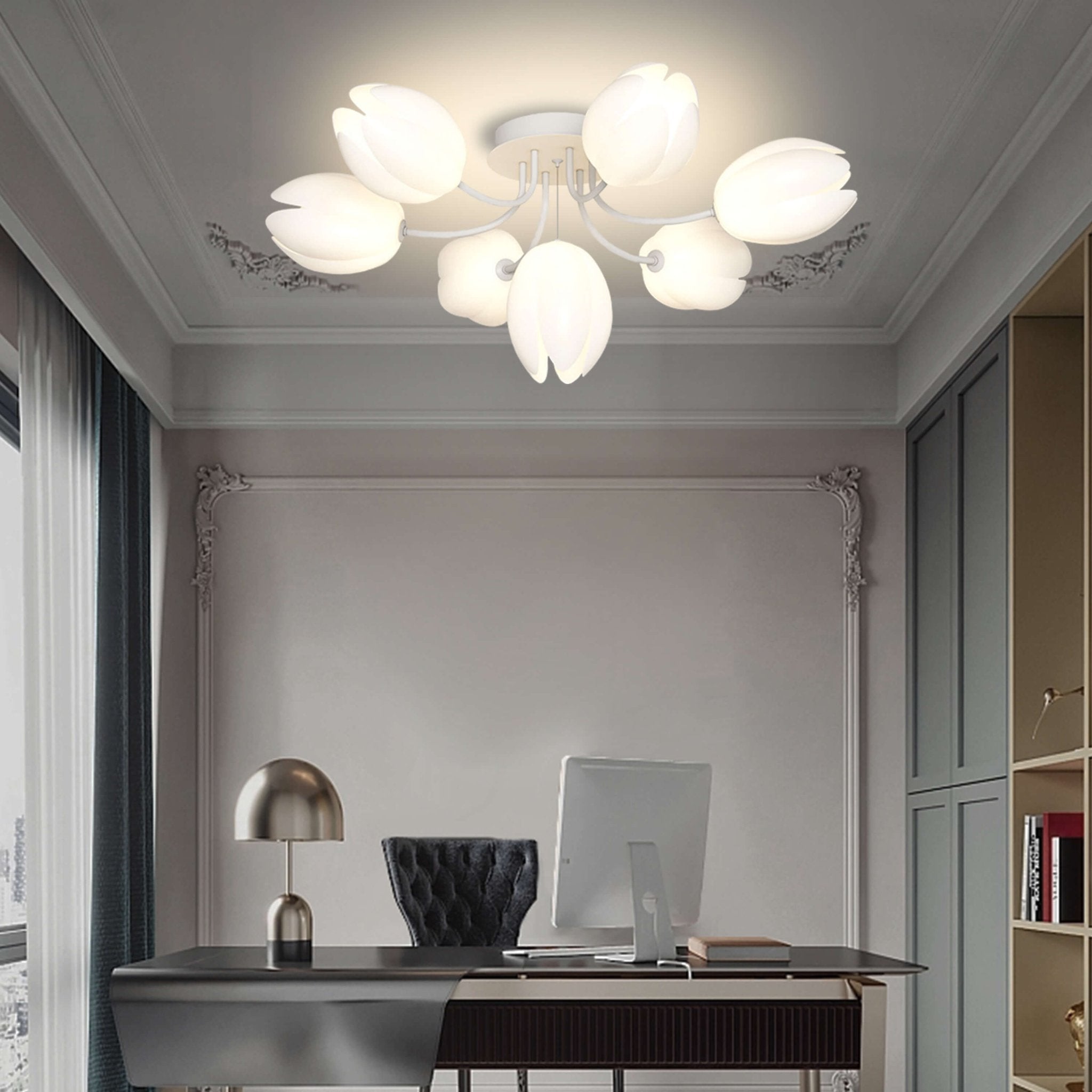 Modern Tulip 7 Lights Chandelier In White Color - BeyPan