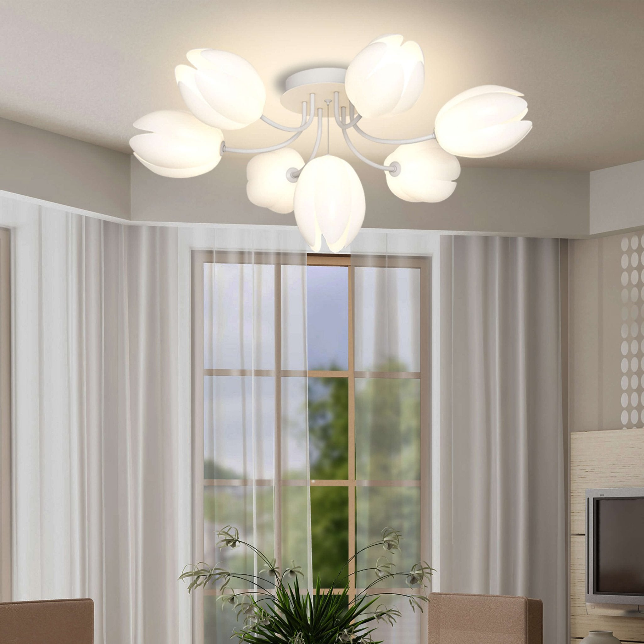 Modern Tulip 7 Lights Chandelier In White Color Secondary image