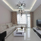 Monochrome Noir & Pearl Artisan Glass Chandelier - Modern Hand-Blown Black, White, and Clear - BeyPan