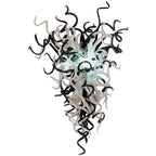 Monochrome Noir & Pearl Artisan Glass Chandelier - Modern Hand-Blown Black, White, and Clear - BeyPan