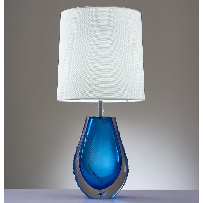 Modern decor navy blue azure glass based unique LED bedside table lamp