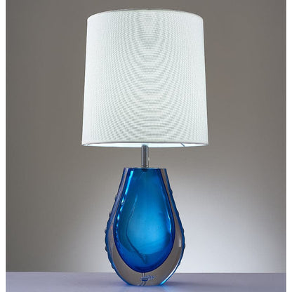 Modern decor navy blue azure glass based unique LED bedside table lamp