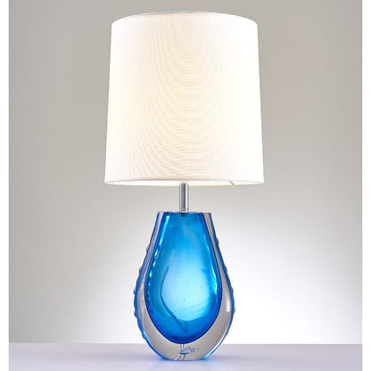 Modern decor navy blue azure glass based unique LED bedside table lamp