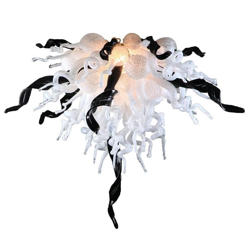 Murano Blown Glass Chandelier Black and White Chihuly Style - BeyPan Hauptbild
