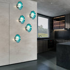 Murano Glass Wall Plates Aqua Color With LED D12inches - BeyPan