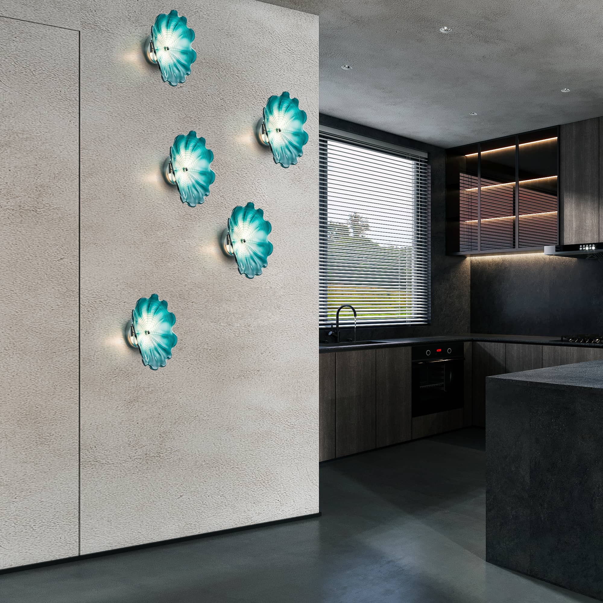 Murano Glass Wall Plates Aqua Color With LED D12inches - BeyPan