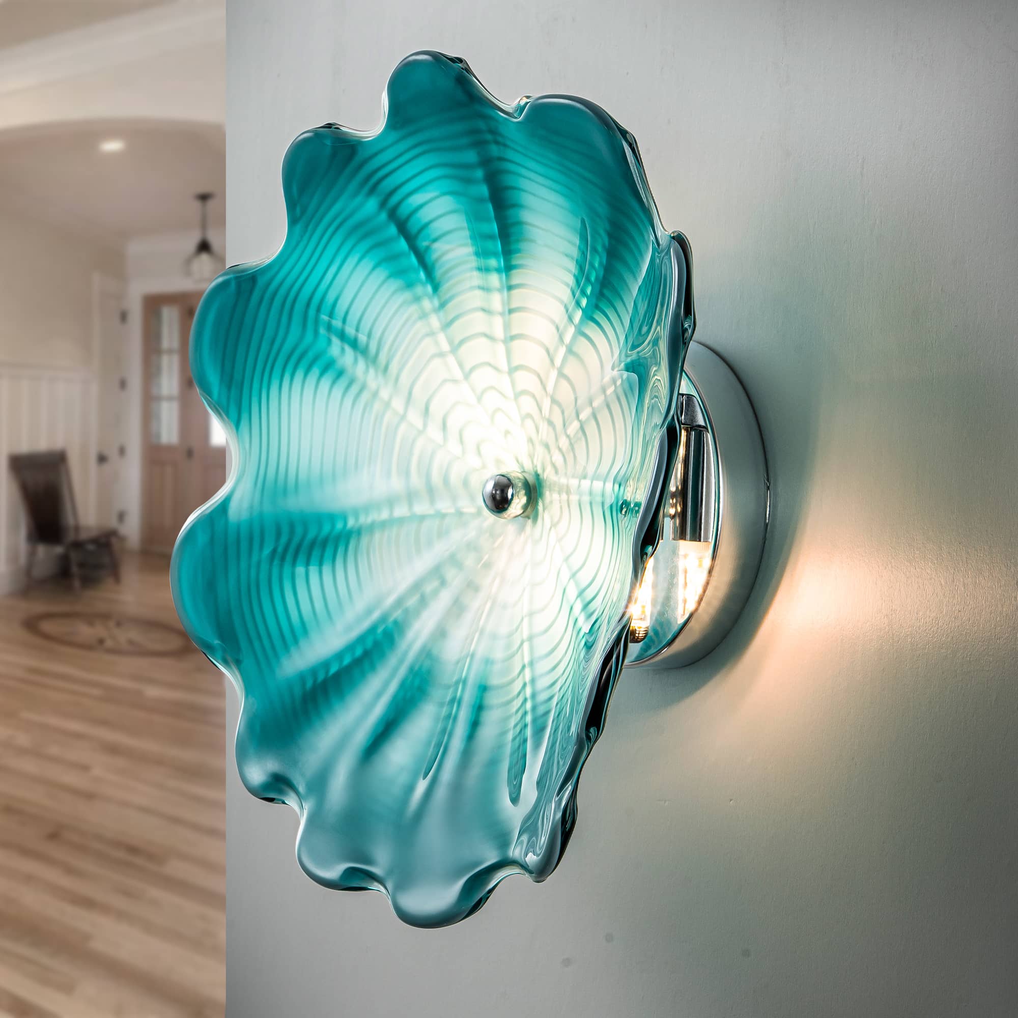 Murano Glass Wall Plates Aqua Color With LED D12inches Zweitbild