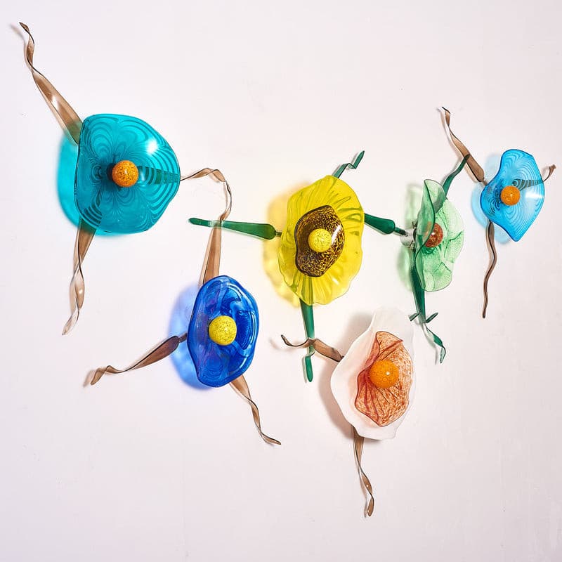 Murano Glass Wall Plates Blossoming Lotus Flower Mixed Colors - BeyPan Hauptbild