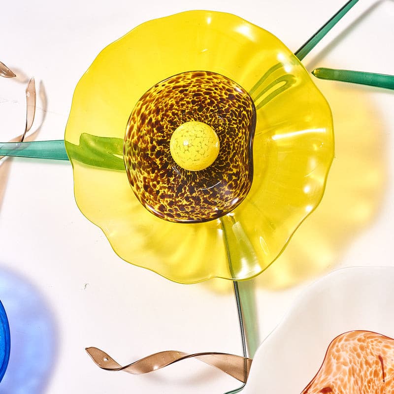 Murano Glass Wall Plates Blossoming Lotus Flower Mixed Colors Secondary image