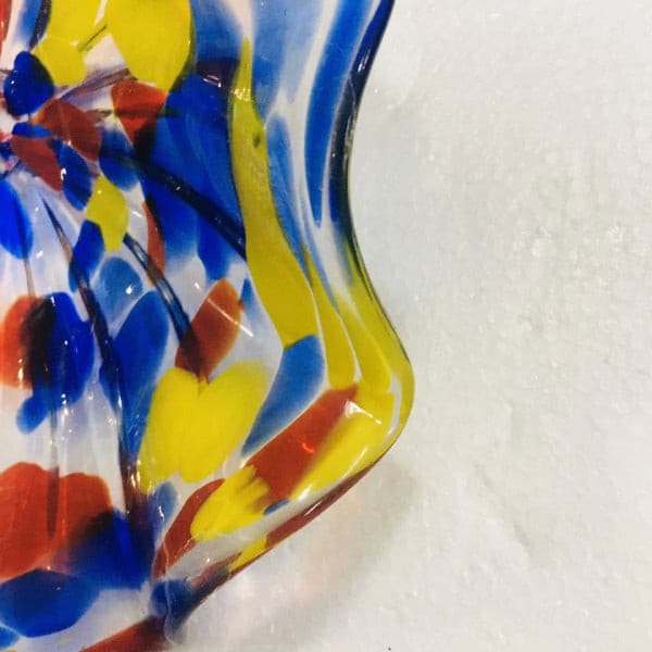Murano Glass Wall Plates Clear With Red Blue Yellow Spots D12Inches - BeyPan