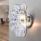 Murano Glass Wall Plates Leopard Texture Blue&Green Spots With LED - BeyPan