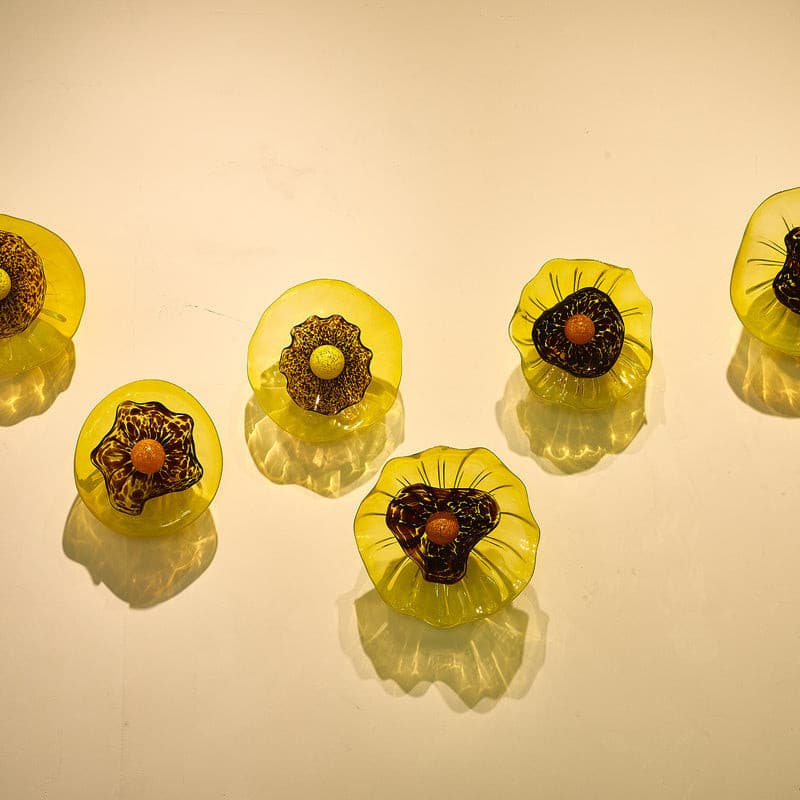 Murano Glass Wall Plates Set Blossoming Sunflower 2 Layers - BeyPan