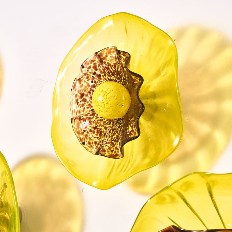 Murano Glass Wall Plates Set Blossoming Sunflower 2 Layers - BeyPan