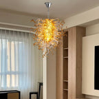 Murano Inspired Blown Glass Chandelier Clear Glass With Amber Tip - BeyPan