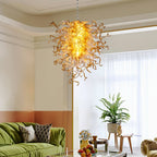 Murano Inspired Blown Glass Chandelier Clear Glass With Amber Tip - BeyPan