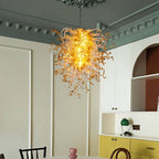 Murano Inspired Blown Glass Chandelier Clear Glass With Amber Tip - BeyPan
