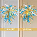 Murano Inspired Glass Chandelier Coastal Amber& Blue - BeyPan