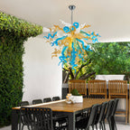 Murano Inspired Glass Chandelier Coastal Amber& Blue - BeyPan