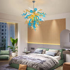 Murano Inspired Glass Chandelier Coastal Amber& Blue - BeyPan
