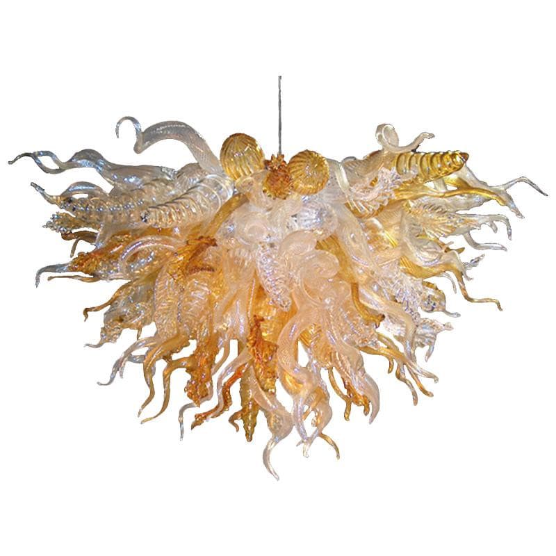 Murano Style Blown Glass Chandelier Chihuly Style Amber ＆ Clear - BeyPan
