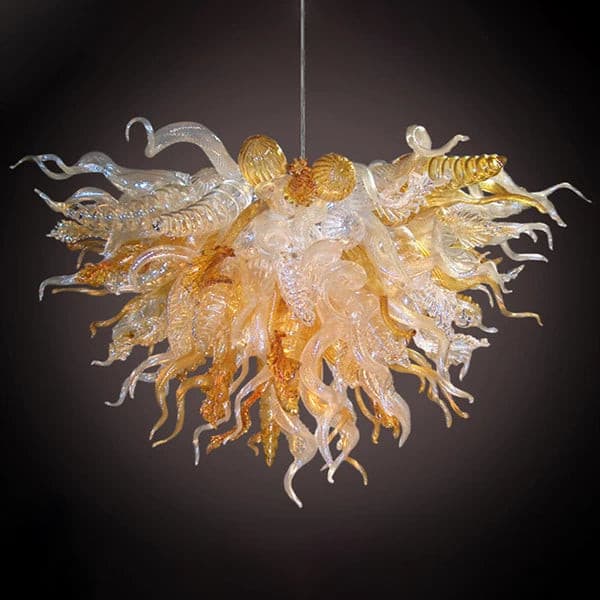Murano Style Blown Glass Chandelier Chihuly Style Amber ＆ Clear Zweitbild