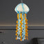 Murano Style Blown Glass Jellyfish Lamp Wind Chime Light Blue & Orange Pendant - BeyPan