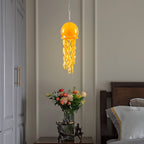Murano Style Blown Glass Jellyfish Lamp Wind Chime Suncatcher Orange Pendant - BeyPan