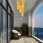 Murano Style Blown Glass Jellyfish Lamp Wind Chime Suncatcher Orange Pendant - BeyPan