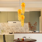 Murano Style Blown Glass Jellyfish Lamp Wind Chime Suncatcher Orange Pendant - BeyPan
