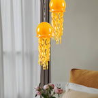 Murano Style Blown Glass Jellyfish Lamp Wind Chime Suncatcher Orange Pendant - BeyPan